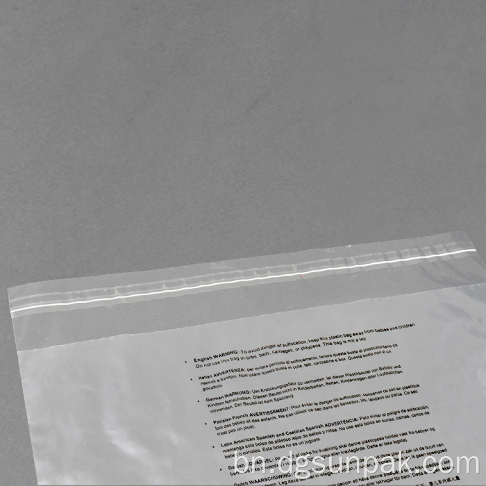 LDPE পলি ব্যাগ পোশাক শ্বাসরোধ সতর্কীকরণ ব্যাগ